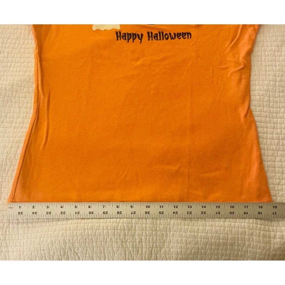 Vintage Disney Halloween Youth Young Woman's Shirt Orange‎